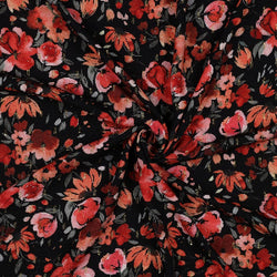 Viscose lurex digital fleurs - noir