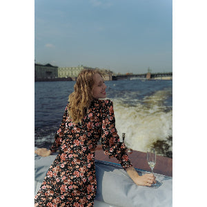 Viscose lurex digital fleurs - noir
