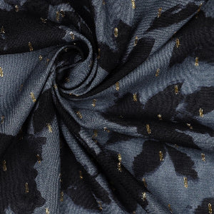 VISCOSE LUREX DIGITAL FLOWERS - BLUE