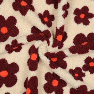 Teddy fleurs- beige-rouge vin