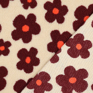 Teddy fleurs- beige-rouge vin