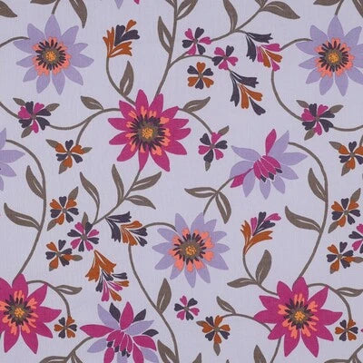 Voile de coton fleurs- Lavende - La boite à tissus