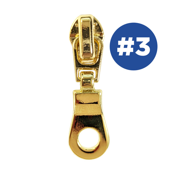 Curseurs pour fermeture éclair  tirette  zip au mètre taille 3 mm - OR
