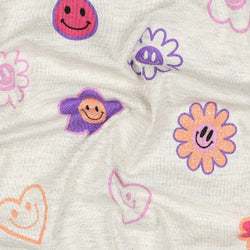 JERSEY MELANGE GLITTER HAPPY FACES - ECRU
