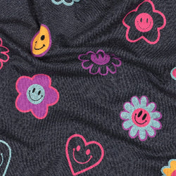 JERSEY MELANGE GLITTER HAPPY FACES - Indigo