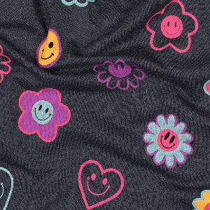 JERSEY MELANGE GLITTER HAPPY FACES - Indigo