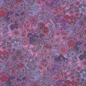 Popeline fine à fleurs numériques Poppy-Lavande