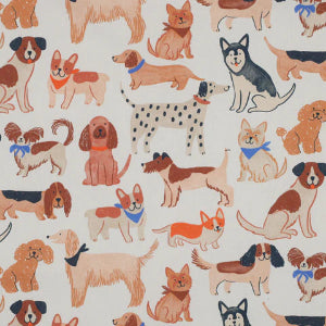 Popeline fine chiens  numériques Poppy-Blanc cassé