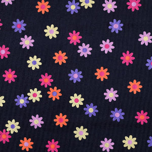 Fleurs en velours côtelé foil  - Bleu marine