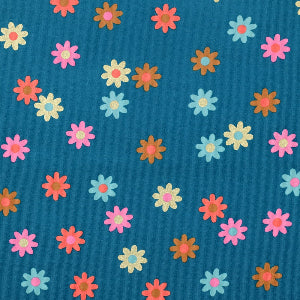Fleurs en velours côtelé foil  - Pétrol