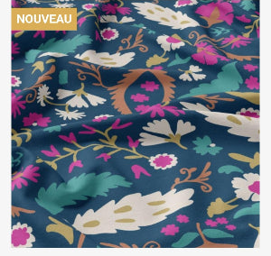 Viscose Imprimée ALIO2 Bleu / Rose