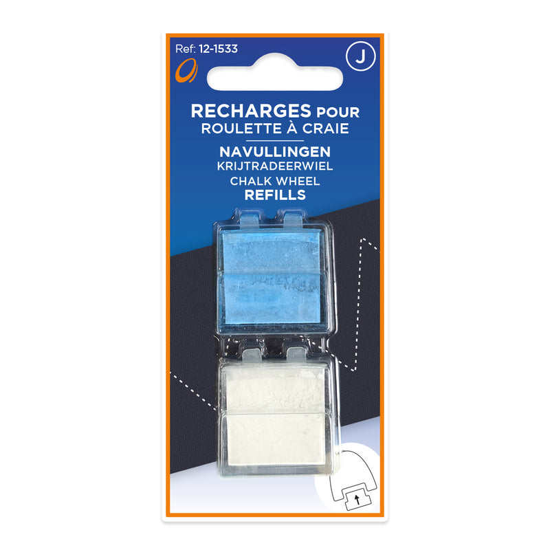 Recharges pour roulette à craie 2 pcs blanc/bleu