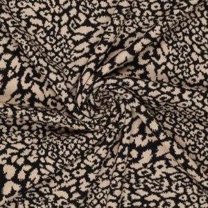 Tissu tricoté - jacquard double face - imprimé animal - noir beige