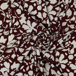 POPELINE DE VISCOSE STRETCH GRANDES FLEURS - BORDEAUX