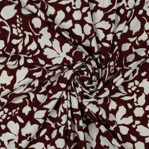 POPELINE DE VISCOSE STRETCH GRANDES FLEURS - BORDEAUX