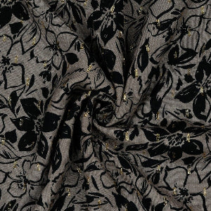 VISCOSE LUREX FLOWERS - Taupe