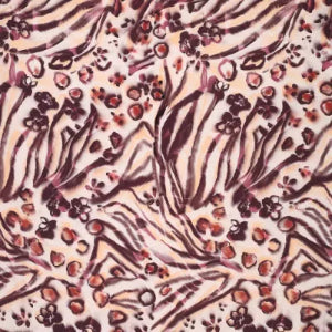 Viscose stretch animaux prairie- Brun