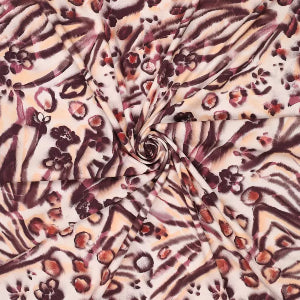 Viscose stretch animaux prairie- Brun