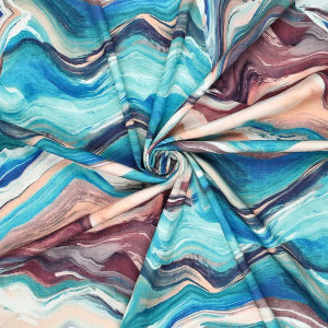Viscose stretch Oily Waves-Bleu