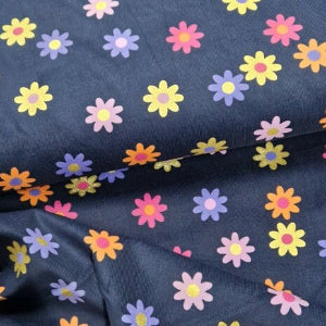 Fleurs en velours côtelé foil  - Bleu marine