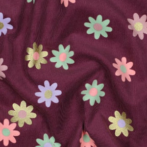 Fleurs en velours côtelé foil  - Bordeaux