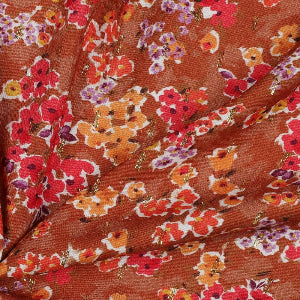 VISCOSE LUREX DIGITAL PETITES FLEURS-Rouille