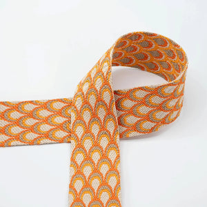 Sangle tissée double face en forme de larmes - Doubleface - 50 mm - pour sacs -orange