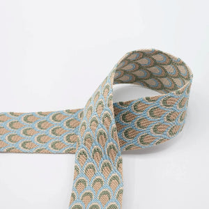 Sangle tissée double face en forme de larmes - Doubleface - 50 mm - pour sacs - bleu clair