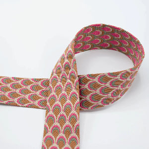 Sangle tissée double face en forme de larmes - Doubleface - 50 mm - pour sacs - fuchsia