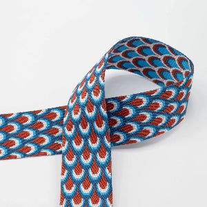Sangle tissée double face en forme de larmes - Doubleface - 50 mm - pour sacs - bleu