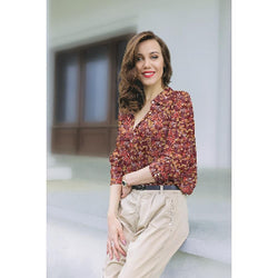 VISCOSE LUREX DIGITAL PETITES FLEURS-Cerise