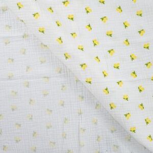 Double gaze citron qjutie & le qjutest -Blanc - La boite à tissus