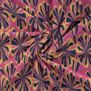 Tricot Eponge Multi jacquard fleur fuchsia qjutie & le qjutest - La boite à tissus