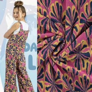 Tricot Eponge Multi jacquard fleur fuchsia qjutie & le qjutest - La boite à tissus