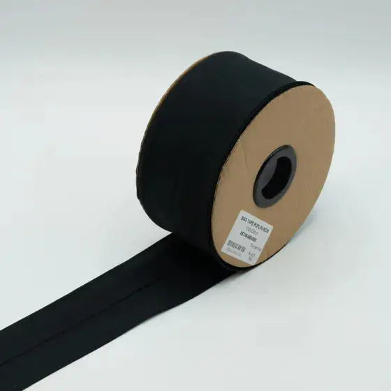 Biais Popeline De Coton 6 cm Noir - La boite à tissus Biais Popeline De Coton 6 cm Noir