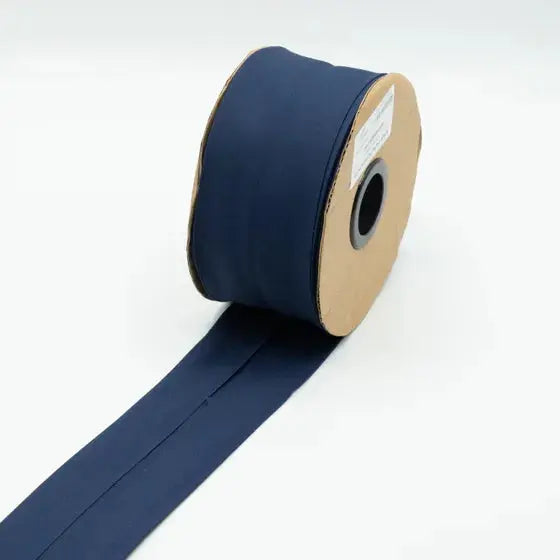 Biais Popeline De Coton 6 cm marine - La boite à tissus Biais Popeline De Coton 6 cm marine