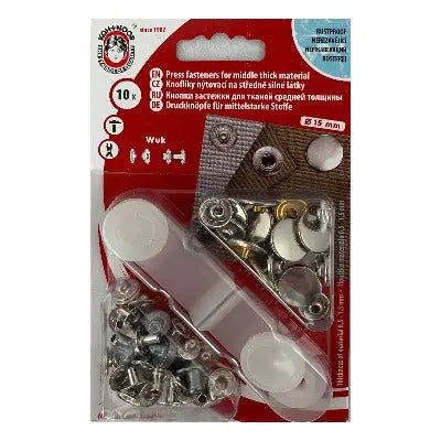 Boutons pression anorak 15 mm - Koh-I-Noor - 10 pièces par blister - Argent - La boite à tissus