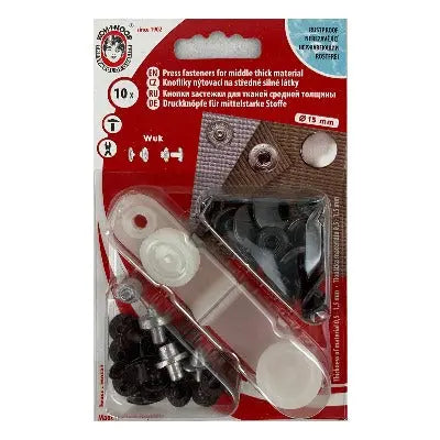 Boutons pression anorak 15 mm - Koh-I-Noor - 10 pièces par blister - Noir - La boite à tissus