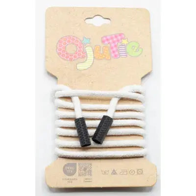 CORDON DE SERRAGE COTON 5MM X 1,15M, AVEC EMBOUTS/ CORDON SWEAT Blanc - La boite à tissus