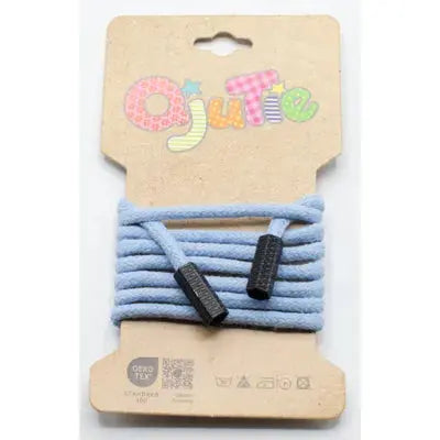 CORDON DE SERRAGE COTON 5MM X 1,15M, AVEC EMBOUTS/ CORDON SWEAT Bleu Bébé - La boite à tissus