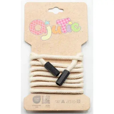 CORDON DE SERRAGE COTON 5MM X 1,15M, AVEC EMBOUTS/ CORDON SWEAT Ecru - La boite à tissus