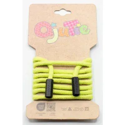 CORDON DE SERRAGE COTON 5MM X 1,15M, AVEC EMBOUTS/ CORDON SWEAT Jaune Fluo - La boite à tissus