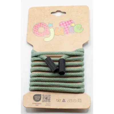 CORDON DE SERRAGE COTON 5MM X 1,15M, AVEC EMBOUTS/ CORDON SWEAT Menthe Poussière - La boite à tissus