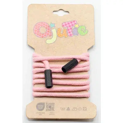 CORDON DE SERRAGE COTON 5MM X 1,15M, AVEC EMBOUTS/ CORDON SWEAT Rose Bébé - La boite à tissus
