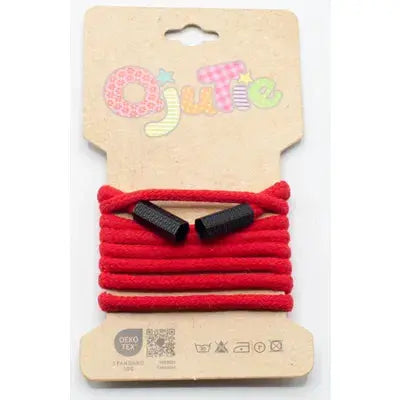 CORDON DE SERRAGE COTON 5MM X 1,15M, AVEC EMBOUTS/ CORDON SWEAT Rouge - La boite à tissus