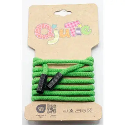 CORDON DE SERRAGE COTON 5MM X 1,15M, AVEC EMBOUTS/ CORDON SWEAT Vert Fluo - La boite à tissus