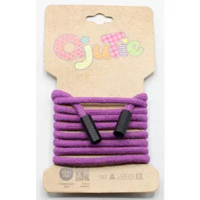 CORDON DE SERRAGE COTON 5MM X 1,15M, AVEC EMBOUTS/ CORDON SWEAT Violet - La boite à tissus