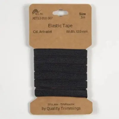 Carte élastique 10 mm Anthracite - 3 mètres - La boite à tissus