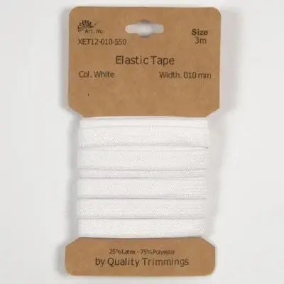 Carte élastique 10 mm Blanc- 3 mètres - La boite à tissus
