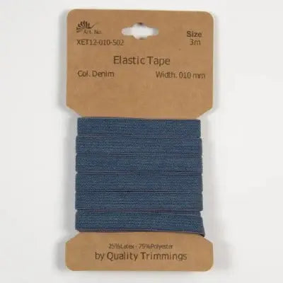 Carte élastique 10 mm Denim- 3 mètres - La boite à tissus